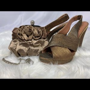 Daniblack Gold/Bronze Platform Heels, Size 9
